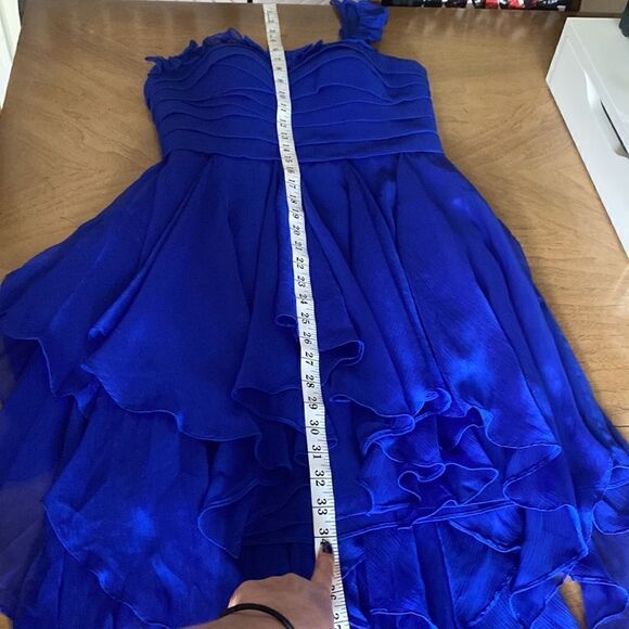 Aidan Mattox Cobalt Blue Fairycore Hi-Low Single Strap Formal Dress/ Gown Size 6 - Picture 11 of 11